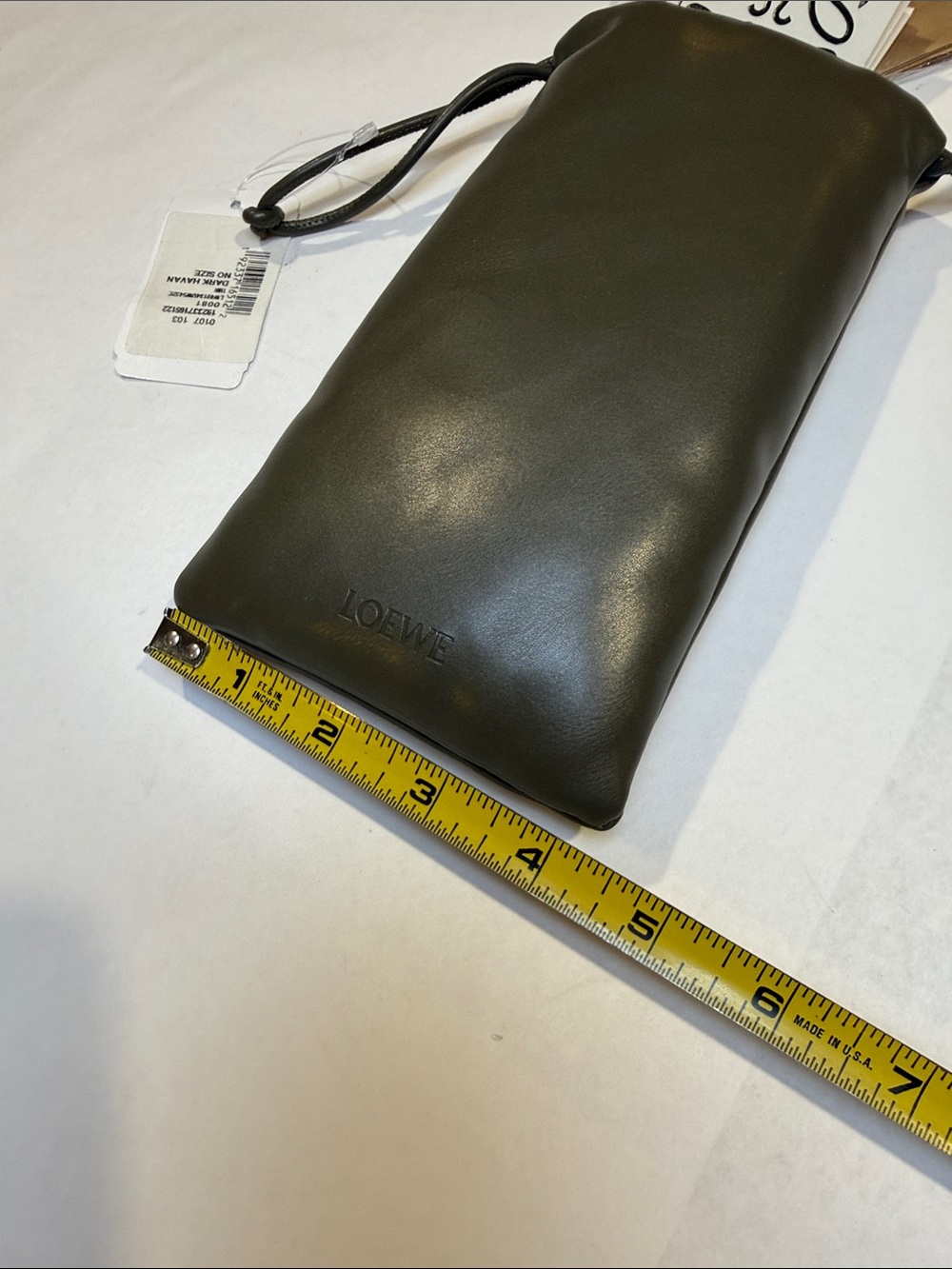Loewe Sunglass Puffer Pouch Olive Green Drawstring Bag Case w/ Cleaning cloth - Picture 7 of 7